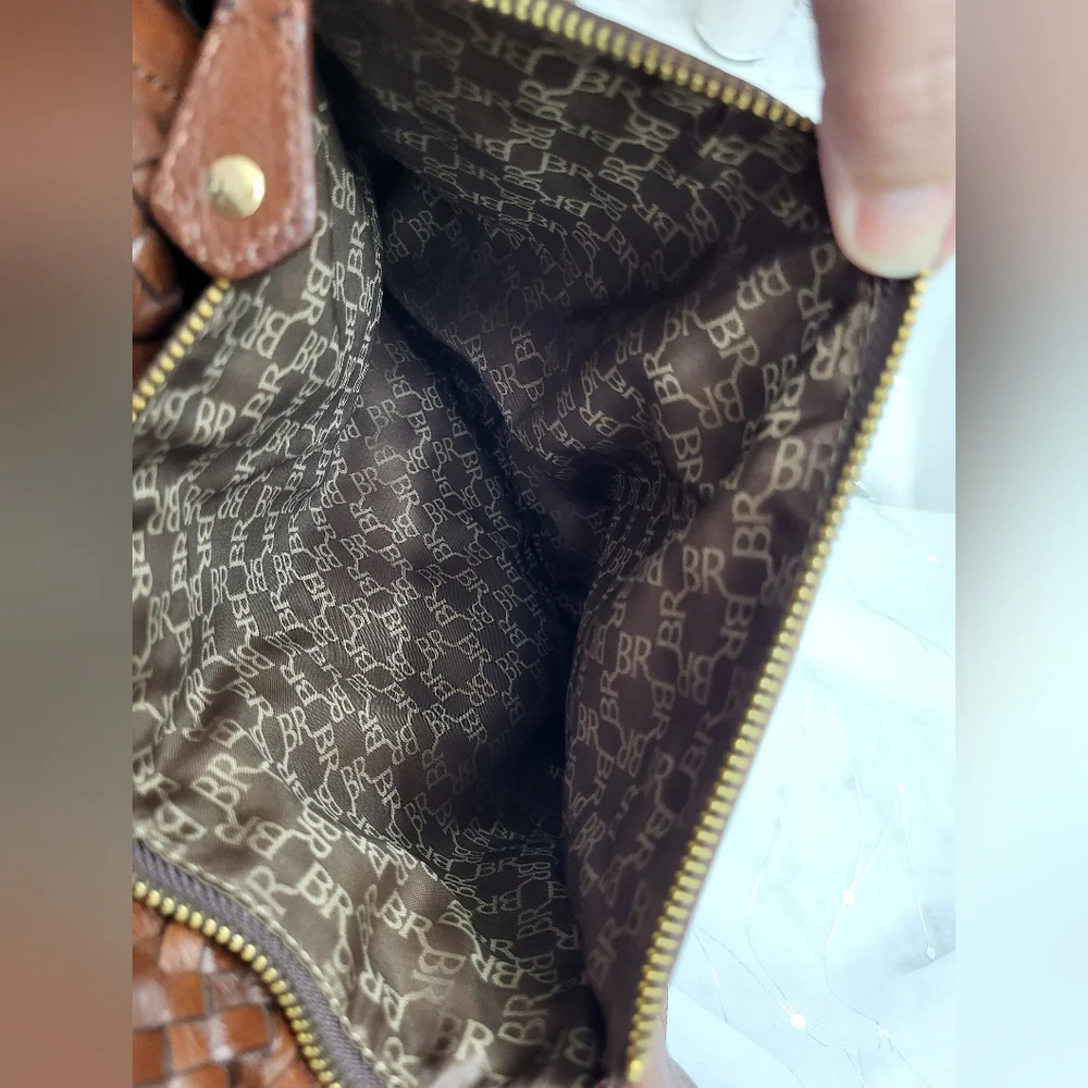 Banana Republic Brown Gold Leather Purse‎ Satchel Pockets Lined Magnetic RN59023 - Picture 5 of 12